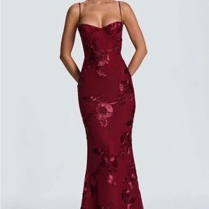 Babyboo Nefertiti Burgundy Floral Embroidered Maxi NWT